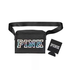 VS PINK Logo Beverage Cooler & Koozie Black